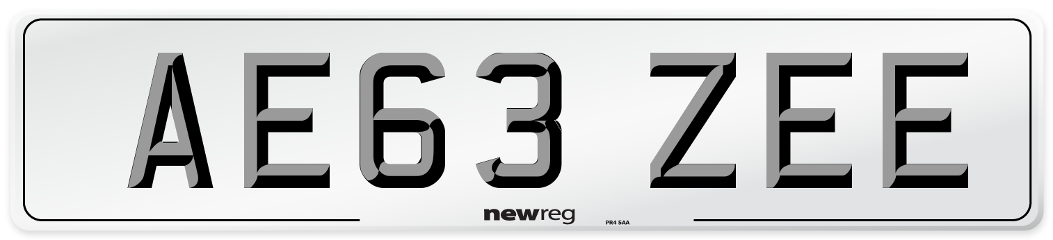 AE63 ZEE Number Plate from New Reg